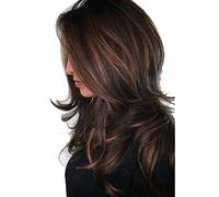 Refrescante Brown Wigs With Hair Bangs Short Wavy Curly Wigs For Black Women Side Parting Realistic Lightweight Premium Synthetic Hair Wig Adjustable