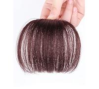 Refrescante Clip In Bangs Real Human Hair,Traceless Short Straight Hairpiece For Women Front Neat Bang Two Side Brown Hair Extensions Bangs Black Adjustable