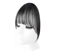 Refrescante Clip On Bangs Hair Extensions Bangs Clip In Hair Extensions Real Human Hair For Women Flat Neat Bangs With Temples Bangs (Black) Adjustable