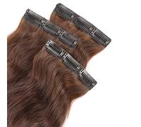 Refrescante Dark Brown Hair Extension Long Wavy 24"/60cm 3 PCS Clip In Hair Extensions Real Human Hair Natural Fluffy Curly Wavy Hair Extensions Hairpieces Adjustable