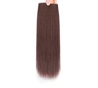 Refrescante Human Hair Clip in Hair Extensions Short Straight Double Weft One Piece Hair Pieces for Thinning Hair Invisible Hairpin Women (Brown) Adjustable