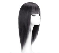 Refrescante Layering Long Straight Wigs Natural Bob Wigs For Women Human Hair Breathable Headband Wig With Age-Reducing Air Bangs(50cm/20in) Adjustable