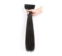 Refrescante Long Straight Wigs Straight Hair Extension Straight Clip In Hair Extensions Real Human Hair Long Black Hair Extensio (5 PCS,20"/50cm) Adjustable