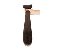 Refrescante Long Straight Wigs Straight Hair Extension Straight Clip In Hair Extensions Real Human Hair Long Black Hair Extensio (5 PCS,20"/50cm) Adjustable