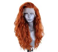 Refrescante Red Orange Wig Lace Front Wigs 150% Density Synthetic Curly Wavy Wigs For Daily Party Women Headband Wig Different Sizes Fashion Adjustable