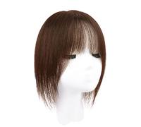 Refrescante Short Straight Wigs,Clip In Human Hair Toppers Seamless Hairpiece Toupee For Women With Thinning Hair Black Straight wig Human Hair(10"/25cm) Adjustable