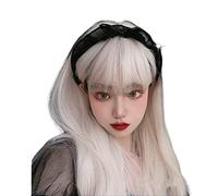 Refrescante Women Lifelike Wigs Sweet Long Curly Hair With Bangs Fashion Loose Headband Wig Natural Looking Curly Wig For Daily Wear Use Adjustable
