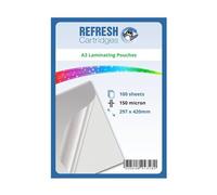 Refresh Cartridges A3 Laminating Pouches, 150 Micron, 297 x 420mm, 100 Sheets, Glossy
