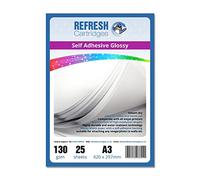 Refresh Cartridges Glossy A3 Self Adhesive Inkjet Photo Paper 130gsm - 25 Sheets