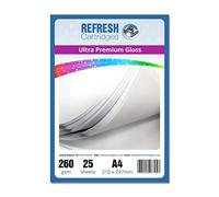 Refresh Cartridges Ultra Premium Glossy Coated A4 Professional Inkjet Photo Paper 260gsm - 25 Sheets