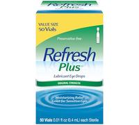 Refresh Plus Lubricant Eye Drops, 50 Single-Use Containers, 0.01 fl oz (0.4mL) each Sterile