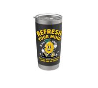 Refresh Your Mind Happy Lemon Positive Vibes Design Stainless Steel Insulated Tumbler