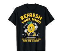 Refresh Your Mind Happy Lemon Positive Vibes Design Value Graphic T-Shirt, Men, Black, M