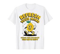 Refresh Your Mind Happy Lemon Positive Vibes Design Value Graphic T-Shirt, Men, White, S