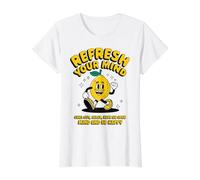 Refresh Your Mind Happy Lemon Positive Vibes Design Value Graphic T-Shirt, Women, White, M