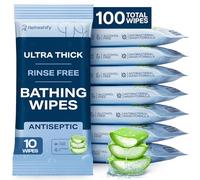 REFRESHIFY 100 Extra Thick Body Wipes for Adults, No Rinse, Microwavable with Moisturising Aloe Vera and Vitamin E, 19 x 20 cm (Pack of 10)