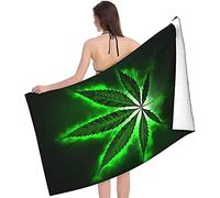 Refreshing and breathable microfiber quick-drying beach towel/bathroom towel suitable for travel vacation,Cannabis Leaf Green Weed Marijuana 32x52in Personality