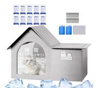 Refreshing Cat House - Insulated Heat Resistant Structure with Ice Shelter, Breathable and Portable Den with Ice Bags for Dogs and Cats on Terrace Balcony