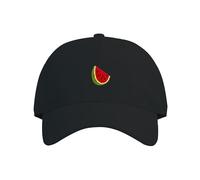 Refreshing Watermelon Embroidered 100% Cotton Cap | Available in Pink, Pastel Lemon, Pastel Green, Pastel Blue, and Black | UK Embroidered (UK, Alpha, One Size, Black)