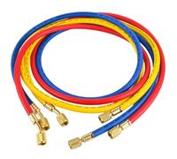 Refrigerant Charging Hose 3Pcs R410A 35 Inch 800-4000PSI Refrigerant Hoses 1/4" or 5/16" Rubber HVAC Vacuum Hose with Copper Valve Replacement AC for Refill HVAC Vacuum AC