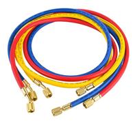 Refrigerant Charging Hose 3Pcs R410A 35 Inch 800-4000PSI Refrigerant Hoses 1/4" or 5/16" Rubber HVAC Vacuum Hose with Copper Valve Replacement AC for Refill HVAC Vacuum