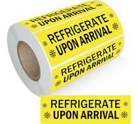 Refrigerate Upon Arrival Stickers 1x3 Inch Keep Refrigerated Food Packaging Warning Shipping Labels Keep Cold Food Service Pharmacy Stickers for Pharmacy Drug Stores (Yellow 1 * 3in)