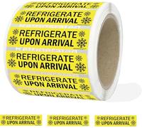 Refrigerate Upon Arrival Stickers 1x3 Inch Keep Refrigerated Food Packaging Warning Shipping Labels Keep Cold Food Service Pharmacy Stickers for Pharmacy Drug Stores (Yellow 0.4 * 1.6in)