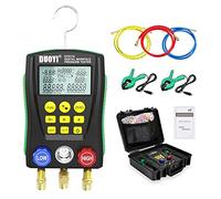 Refrigeration Digital Manifold Gauge Set for Air Conditioning/Refrigerator Digital Gauges HVAC with Double Pressure&Temp Test Manifold Digital, HVAC Gauges with Hose, Temperature Control Clip, Toolbox