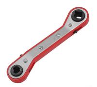 Refrigeration Equipment Ratchet Wrench Featuring Double Headed Square Ratchet and Four Spanner Sizes, Chrome Plated for Protection (Bend-Red)