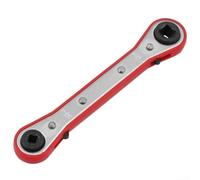 Refrigeration Equipment Service Ratchet Wrench, Double Headed Square, Carbon Steel Material with Chrome Plated, Four Spanner Openings 1/4 3/8 5/16 3/16 (B)