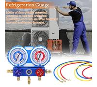 Refrigeration Guage Set Professional Efficient Pressure Measuring Tool for R134A R410A R22 R404A in Red/Yellow/Blue 3-Piece Hose Set