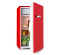 KLARSTEIN Beercracker - 90L Refrigerator, Volume: 90L, Energy Efficiency Class E, Freezer Compartment, Vegetable Compartment, 3 Door Compartments, Bottle Opener on the Device, 2 Glass Shelves, Red