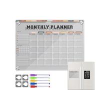 Refrigerator Calendar Board - Whiteboard Memo Pad for Refrigerator, Clear Acrylic 12" x 9", Strong Magnetic Holder, Simple Erasable Design, Constr