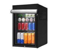 Refrigerator Covers - Outdoor Refrigerator Cover | Upright Freezer Cover | Outdoor Fridge Waterproof Cover | Zipper Oxford Fabric Freezer Protector, Fridge Protective Supplies For Shops, Home (Black)