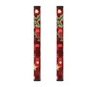 Refrigerator Door Handle Covers Set of 2 - Christmas Candy Canes Plaid Pattern - Washable Kitchen Appliance Handle Covers for Microwave Stove Oven Dishwasher Fridge Handle Protector