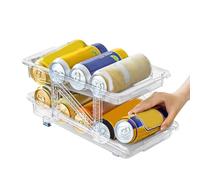Refrigerator Drink Organizer - Expandable Can Storage Organizer | Beverage Bottle Rack, Modern Automatic Rolling Drink Holder for Home Kitchen Pantry