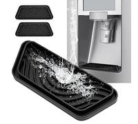 Refrigerator Drip Catcher, Refrigerator Drip Tray For Water Tray,Fridge Water Dispenser Drip Tray Prevents Water Splashes,Non-slip Silicone Dispenser Drip Collector for Ge Samsung -2 PCS Black