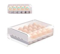 Refrigerator Egg Drawer - Transparent 20 Slot Stackable Egg Organizer Tray, Large Capacity Container | Fridge Storage Bin With Slide Design For Kitchen Eggs Daily Use Compact Refrigerator Solution