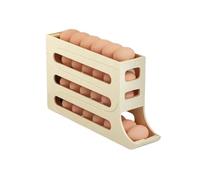 Refrigerator Egg Storage Box, 4 Tier Rolling Egg Holder Dispenser, Kitchen Automatic Scrolling Egg Holder Kitchen(Cream Color)