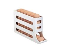 Refrigerator Egg Storage Box, 4 Tier Rolling Egg Holder Dispenser, Kitchen Automatic Scrolling Egg Holder Kitchen(White)