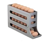 Refrigerator Egg Storage Box, 4 Tier Rolling Egg Holder Dispenser, Kitchen Automatic Scrolling Egg Holder Kitchen(Grey)