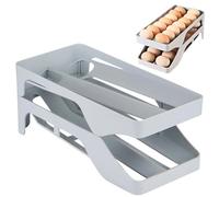 Refrigerator Egg Tray, 2 Tiers Egg Holder, Auto Rolling Egg Organizer, Rolling Egg Holder, Tiered Egg Dispenser, Automatic Space-saving Egg Dispenser for Refrigerator, Cabinets