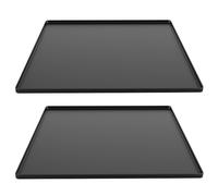 Refrigerator Floor Protector Silicone Mat, 24x24 Inch, 0.6 Inch Raised Edges, Drip Tray for Fridge & Washer/Dryer, 2-Pack, Black