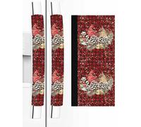 Refrigerator Handle Covers Set of 2, Christmas Fridge Door Protector Decorative, Cardinal Pine Cone Branches Red Black Plaid Dishwasher Microwave Appliance Decor for Halloween Thanksgiving Christmas