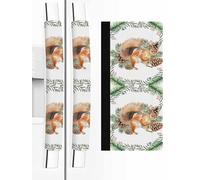 Refrigerator Handle Covers Set of 2, Christmas Squirrel Fridge Door Protector Decorative, Xmas Pine Cones Winter Berry Dishwasher Microwave Appliance Decor for Halloween Thanksgiving Christmas