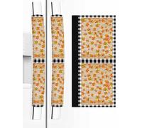 Refrigerator Handle Covers Set of 2, Fall Maple Leaf Fridge Door Protector Decorative, Thanksgiving Farmhouse Wood Black Plaid Dishwasher Microwave Appliance Decor for Halloween Thanksgiving Christmas