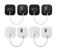 Refrigerator Lock - Heavy Duty Fridge & Freezer Safety Latch for Babies & Toddlers, Easy Install Kitchen Cabinet Lock (White&Black - 4 Pack)