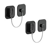 Refrigerator Lock - Heavy Duty Fridge & Freezer Safety Latch for Babies & Toddlers, Easy Install Kitchen Cabinet Lock (Black-2pack)