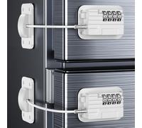 Refrigerator Locks with Password, Child Proof Fridge Door Locks for Kitchen Refrigerator, Cabinets and Drawers, Closets, Windows, Doors-No Tools Need or Drill (Patent) (White-2 Piece)