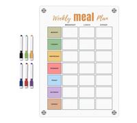 Refrigerator Meal Organizer - Magnetic Meal Planning Board, Color Pen Set, Erasable Grocery List Pad | Fridge Breakfast Lunch Dinner Prep Kitchen Family Organization Convenient Use